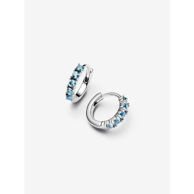 Pandora Pandora Oorbellen 293849C01 Zilver met Aquamarine Blauw Klein