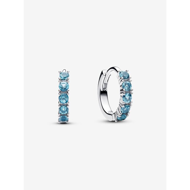 Pandora Pandora Oorbellen 293849C01 Zilver met Aquamarine Blauw Klein