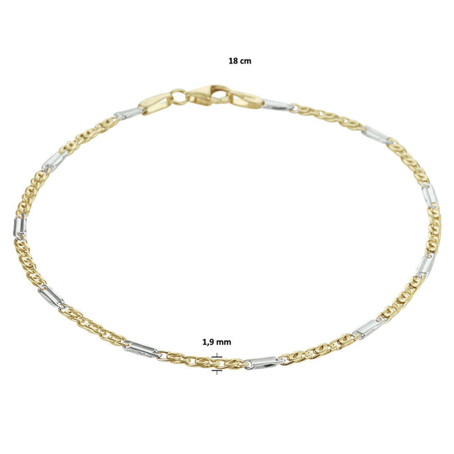 The House Of Blinckers THOB Armband 42.08457 14k Wit- Geelgoud Valkenoog 3.7mm 21cm