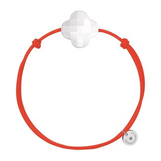 Morganne Bello Morganne Bello Armband 1015x09B101 White Agate Clover, Orange Cord