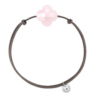 Morganne Bello Morganne Bello Armband 1015X47B122 Pink Quartz Clover, Taupe Cord