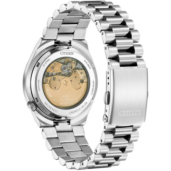 Citizen Citizen Horloge NJ0150-81E Tsuyosa Staal Automaat met Zwarte Wijzerplaat 40mm