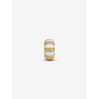 Pandora Pandora Bedel 763785C01 Zilver 14k Geelgoud Plating Clip met Zirkonia