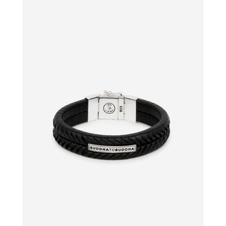 Buddha to Buddha Buddha to Buddha Armband 161BL F Komang Zwart Leer met Zilveren Sluiting Maat F Buddha to Buddha Buddha to Buddha Armband 161BL F Komang Zwart Leer met Zilveren Sluiting Maat F