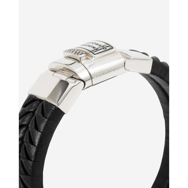 Buddha to Buddha Buddha to Buddha Armband 161BL F Komang Zwart Leer met Zilveren Sluiting Maat F
