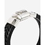 Buddha to Buddha Buddha to Buddha Armband 161BL F Komang Zwart Leer met Zilveren Sluiting Maat F
