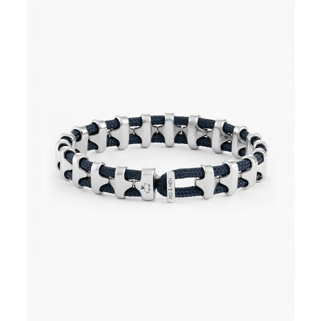 Pig & Hen Pig & Hen Armband P42-163000-ML Bold Bob Staal Navy Blue Maat ML 19cm