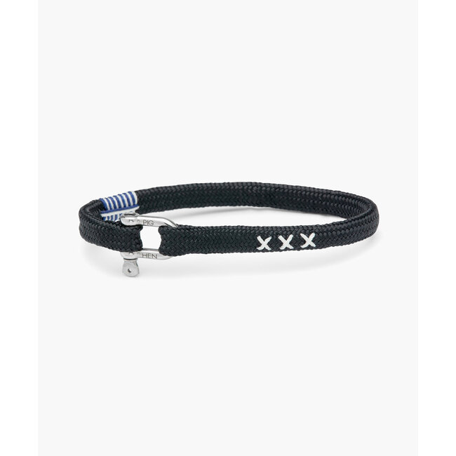 Pig & Hen Pig & Hen Armband P19-163XXX-ML Vicious Vik Staal Navy Blue XXX Maat M/L 19cm
