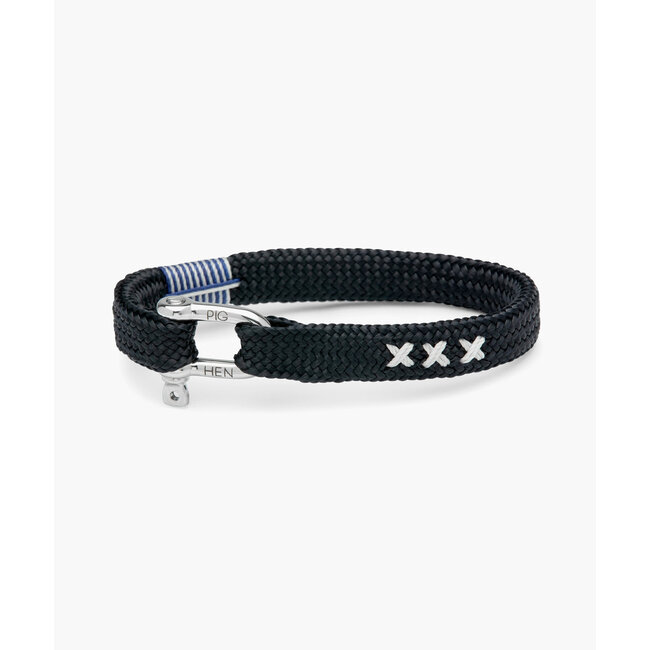 Pig & Hen Pig & Hen Armband P07-163XXX-ML Sharp Simon Staal Navy Blue XXX Maat M/L 19cm