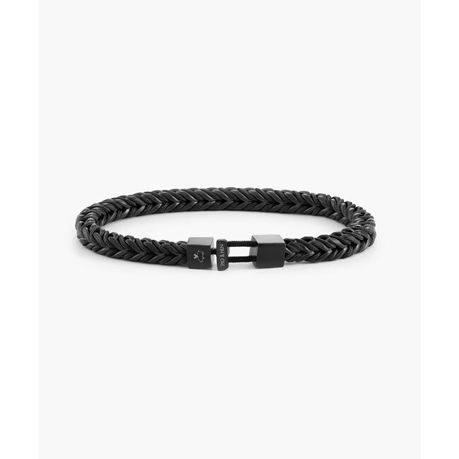 Pig & Hen Pig & Hen Armband P52-290000-M Catena Foxtail Staal met Zwarte Coating Zwart Maat M 18cm