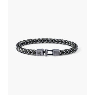 Pig & Hen Pig & Hen Armband P52-453000-ML Catena Foxtail Staal met Zwarte Coating Army Vintage Maat M/L 19cm