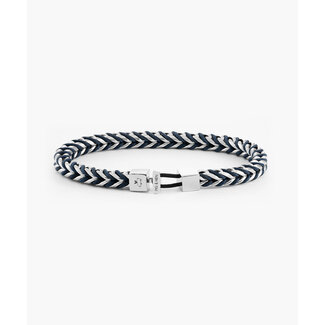 Pig & Hen Pig & Hen Armband P52-163000-M Catena Foxtail Staal Navy Blue Maat M 18cm