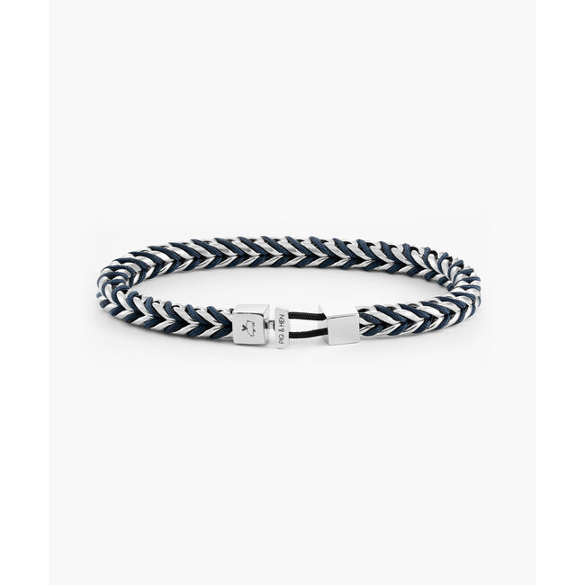 Pig & Hen Pig & Hen Armband P52-163000-M Catena Foxtail Staal Navy Blue Maat M 18cm