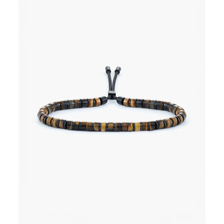 Pig & Hen Pig & Hen Armband P48-271739-M Brontide 4mm Adjustable Tiger Eye Zwart Maat M 18 - 19cm