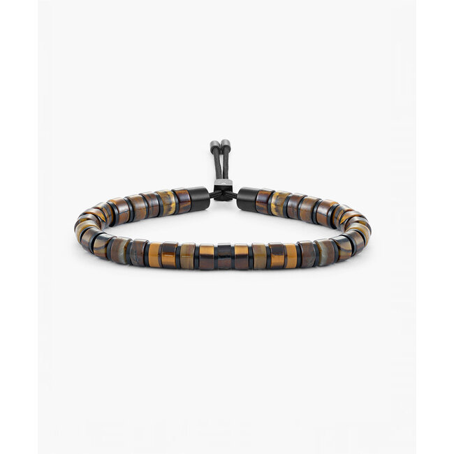 Pig & Hen Pig & Hen Armband P49-271739-M Brontide 6mm Adjustable Tiger Eye Zwart Maat M 18 - 19cm
