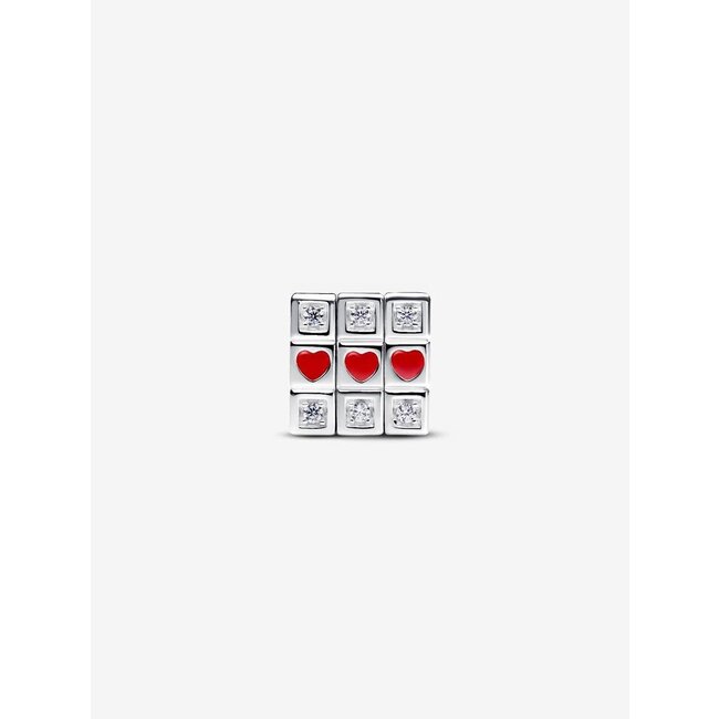 Pandora Pandora Bedel 793672C01 Zilver Speelgoedkubus met Zirkonia en Rood