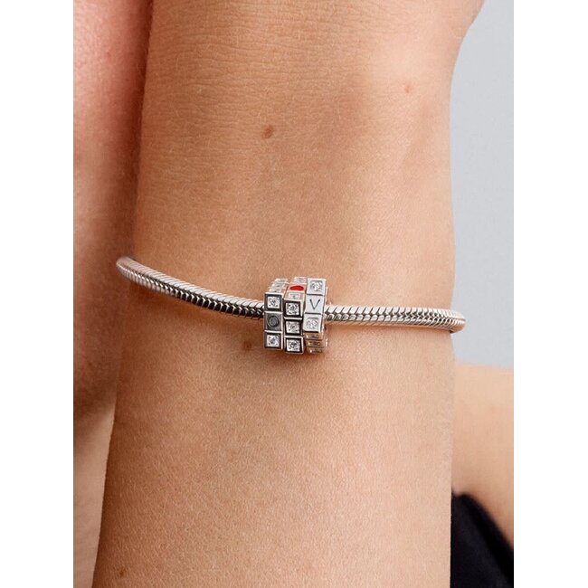 Pandora Pandora Bedel 793672C01 Zilver Speelgoedkubus met Zirkonia en Rood