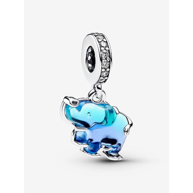 Pandora Pandora Bedel 793339C01 Zilver Olifant met Zirkonia en Blauw Murano Glas