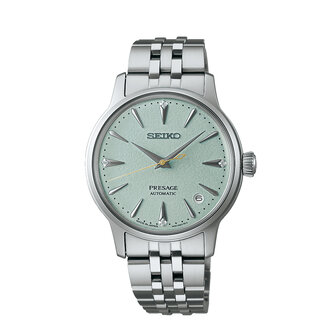 Seiko Seiko Horloge SRPL63J1 Presage Staal Automaat 50m Waterdicht met Turquoise Wijzerplaat 34mm