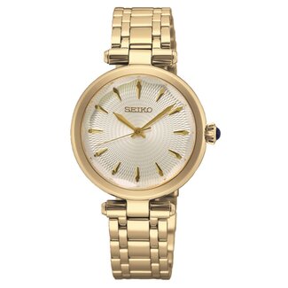 Seiko Seiko Horloge SRZ554P1 Staal met Geelgouden Plating Quartz en Gefacetteerde Glas 50m Waterdicht 30mm
