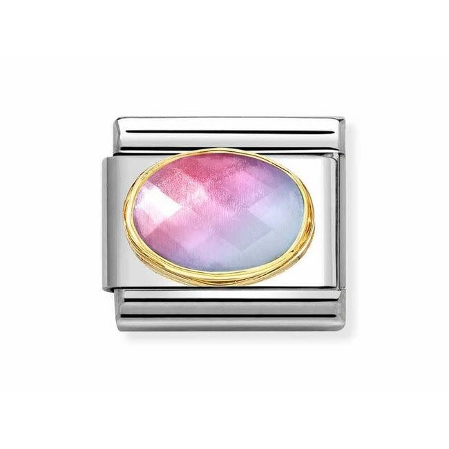 Nomination Nomination Schakel 030612-35 Composable Classic Staal met 18k Geelgoud Licht Roze en Blauw Facette