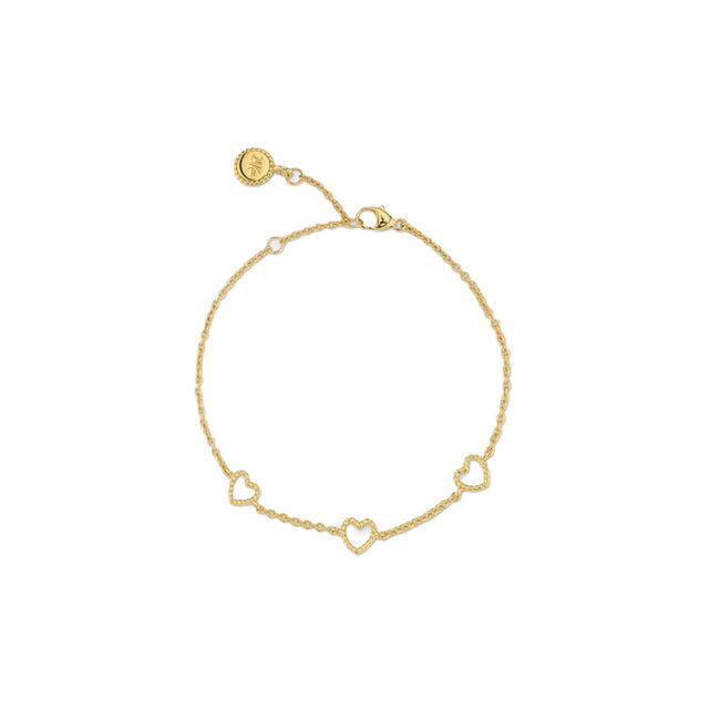 24KAE 24KAE Armband 22460Y Zilver met gouden plating en hartjes