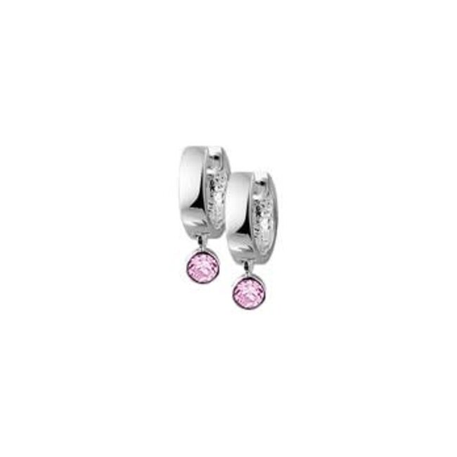 Blinckers Jewellery Huiscollectie BJ Oorbellen 13.21824 Zilver Oorringen met Roze Zirkonia