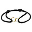 Blinckers Jewellery Huiscollectie BJ Armband 47.00279 14k Geelgoud Rondjes met Satijn Zwart Koord