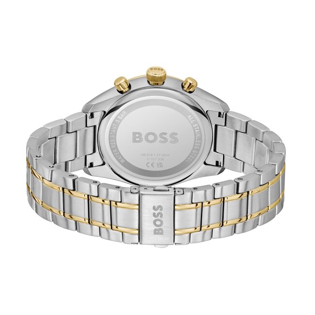 BOSS BOSS Horloge HB1514227 Grand Prix Staal Bicolor Quartz met Groene Wijzerplaat 44mm