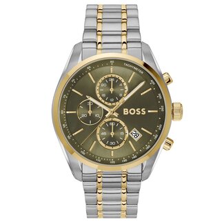 BOSS BOSS Horloge HB1514227 Grand Prix Staal Bicolor Quartz met Groene Wijzerplaat 44mm