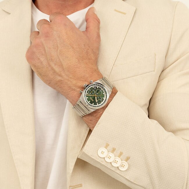 BOSS BOSS Horloge HB1514220 Candor Staal  Chrono Quartz met Groene Wijzerplaat 41mm