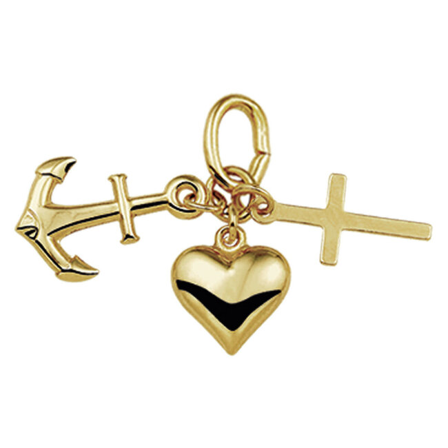 Blinckers Jewellery Huiscollectie BJ Hanger 40.07408 14k Geelgoud Geloof,Hoop en Liefde 20mm