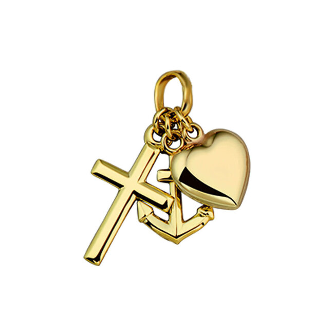 Blinckers Jewellery Huiscollectie BJ Hanger 40.14845 14k Geelgoud Geloof,Hoop en Liefde 22mm