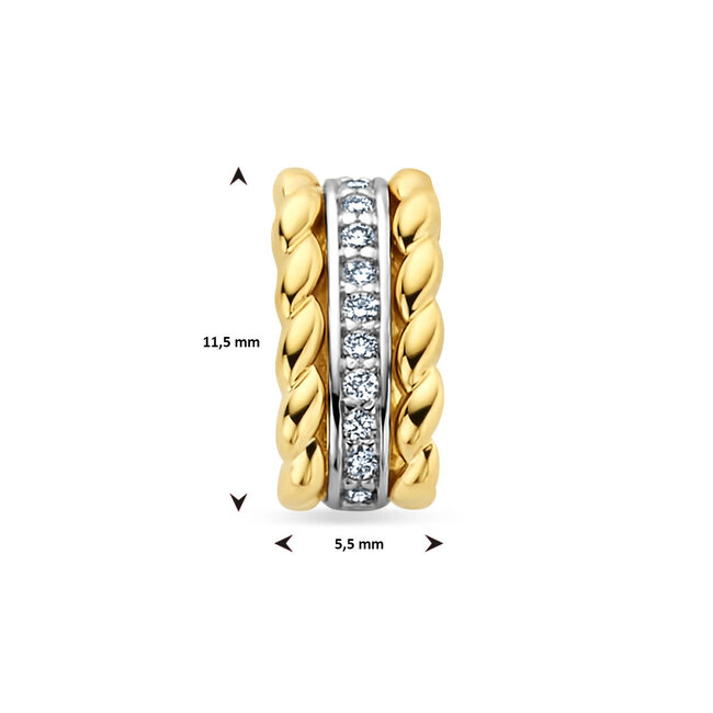 Blinckers Jewellery Huiscollectie BJ Hanger 42.08920 14k Bicolor Geel/Witgoud met Diamant 0.07ct H SI 11.5x5.5mm