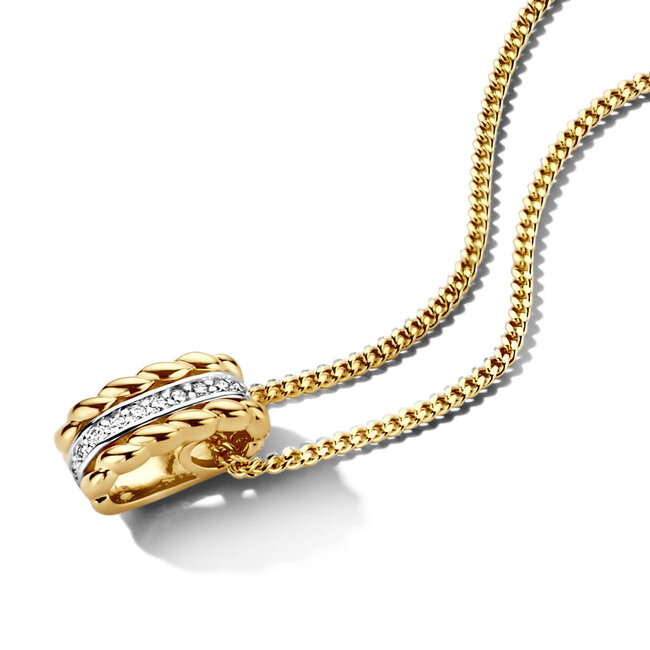 Blinckers Jewellery Huiscollectie BJ Hanger 42.08920 14k Bicolor Geel/Witgoud met Diamant 0.07ct H SI 11.5x5.5mm