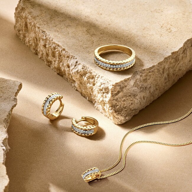 Blinckers Jewellery Huiscollectie BJ Hanger 42.08920 14k Bicolor Geel/Witgoud met Diamant 0.07ct H SI 11.5x5.5mm