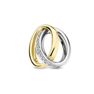 Blinckers Jewellery Huiscollectie BJ Hanger 42.08971 14k Bicolor Geel/Witgoud Ovale Ringen met Diamant 0.05ct H Si 13x12.5mm