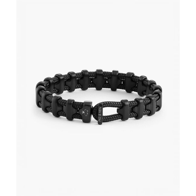 Pig & Hen Pig & Hen Armband P42-290000-ML Bold Bob Staal Zwart Maat M/L 19cm