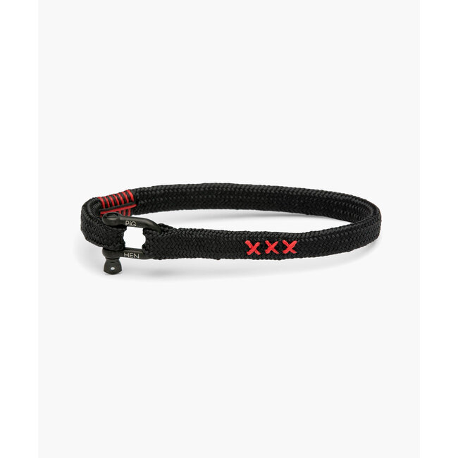 Pig & Hen Pig & Hen Armband P19C-90XXX-M Vicious Vik Staal met Zwarte Coating Zwart XXX Maat M 18cm