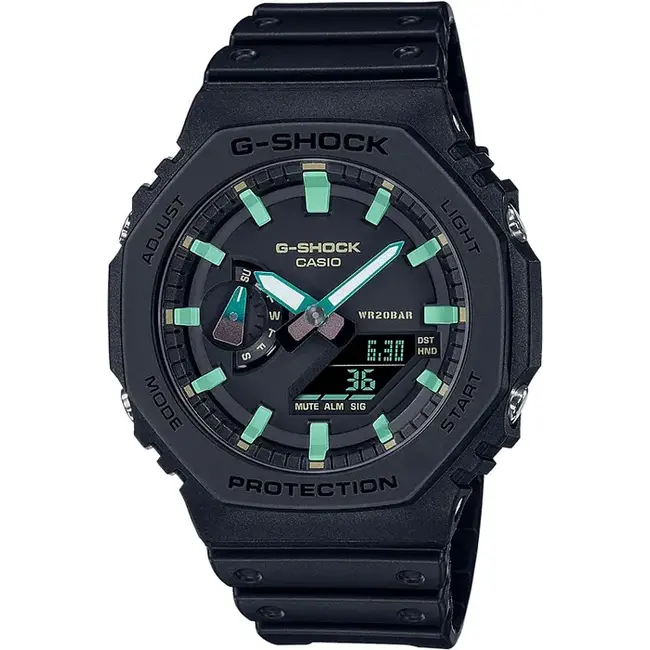 Casio G-Shock Casio G-Shock Horloge GA-2100RC-1AER Analoog Digitaal Zwart met Groen