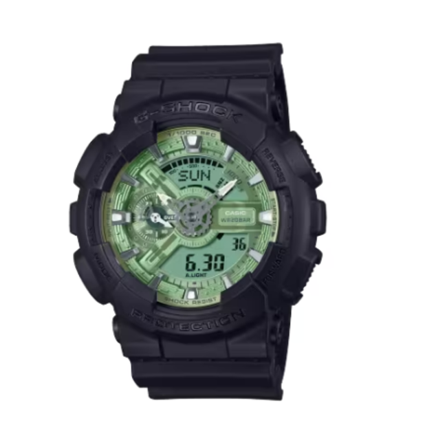 Casio G-Shock Casio G-shock Horloge GA-110CD-1A3ER Analoog Digitaal Zwart met Groene Wijzerplaat