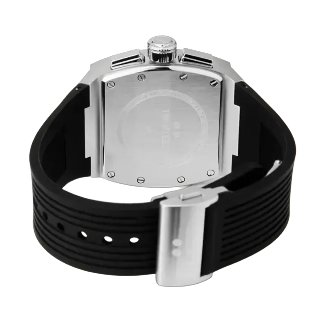 TW Steel TW Steel Horloge T01 Staal Rechthoekige Kast Quartz Chronograaf en met Rubberen Band met Vouwsluiting
