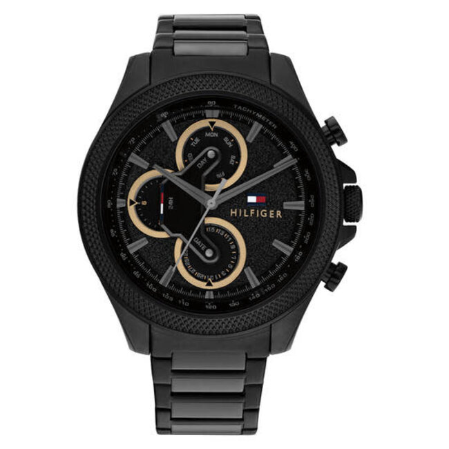 Tommy Hilfiger Tommy Hilfiger Horloge TH1792081 Clark Staal met Zwarte Coating Quartz Chronograaf 46 mm
