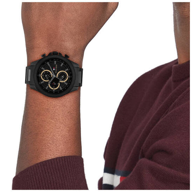 Tommy Hilfiger Tommy Hilfiger Horloge TH1792081 Clark Staal met Zwarte Coating Quartz Chronograaf 46 mm