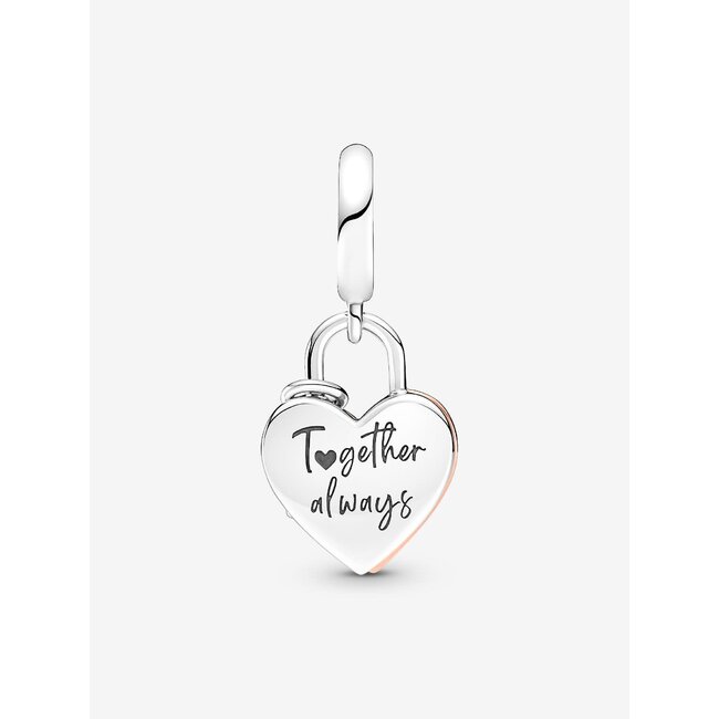 Pandora Pandora Bedel 780087C01 Zilver met 14k Rosegouden Plating Hart met Hangslot