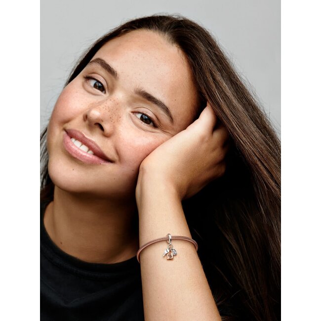 Pandora Pandora Bedel 782506C01 Zilver met 14k Rosegouden Plating Slot,Sleutel en Hart