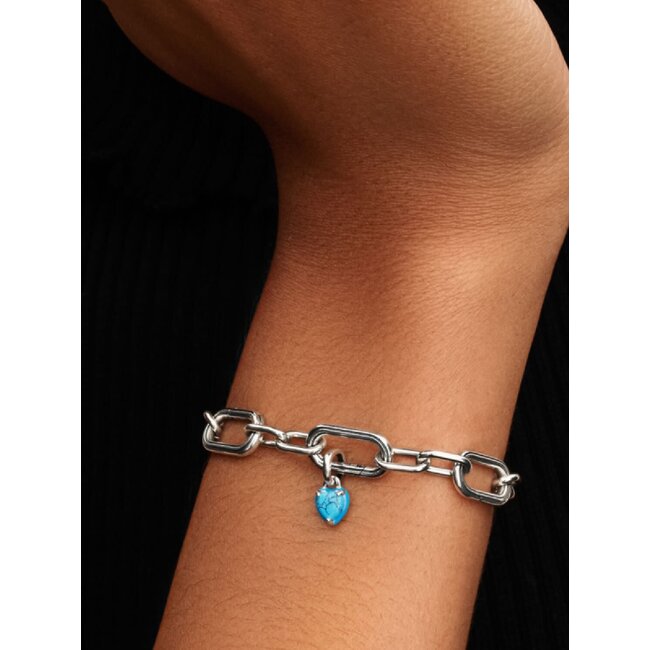 Pandora Pandora Bedel 793827C01 Zilver Hart met Turquoise