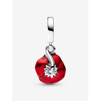 Pandora Pandora Bedel 793917C01 Zilver Bloem met Rood en Zwart