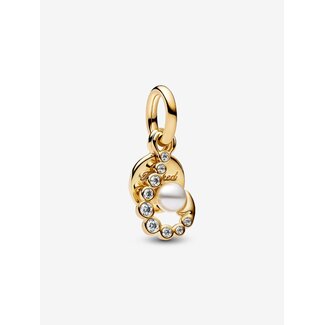 Pandora Pandora Bedel 763891C01 Zilver met 14k Geelgouden Plating Haak met Zirkonia en Parel