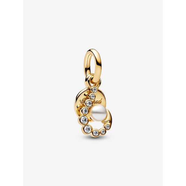Pandora Pandora Bedel 763891C01 Zilver met 14k Geelgouden Plating Haak met Zirkonia en Parel